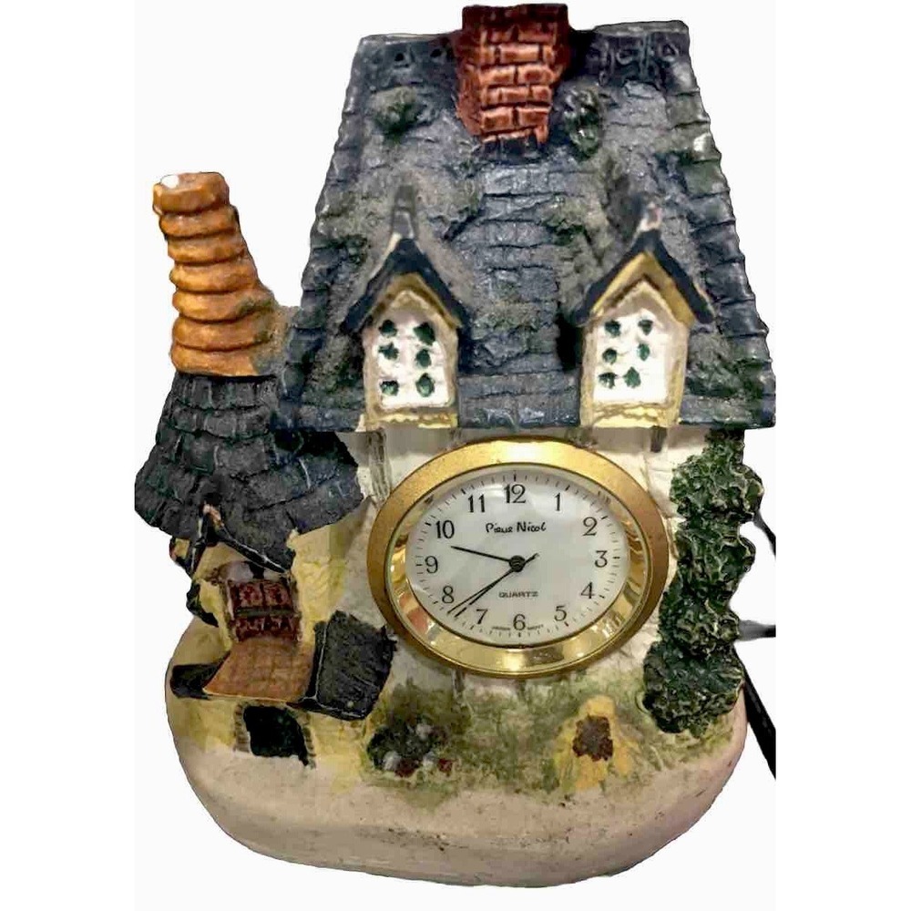 Vintage Pierre Nicol Miniature Cottage Quartz‎ Mini Clock ( Needs Battery)